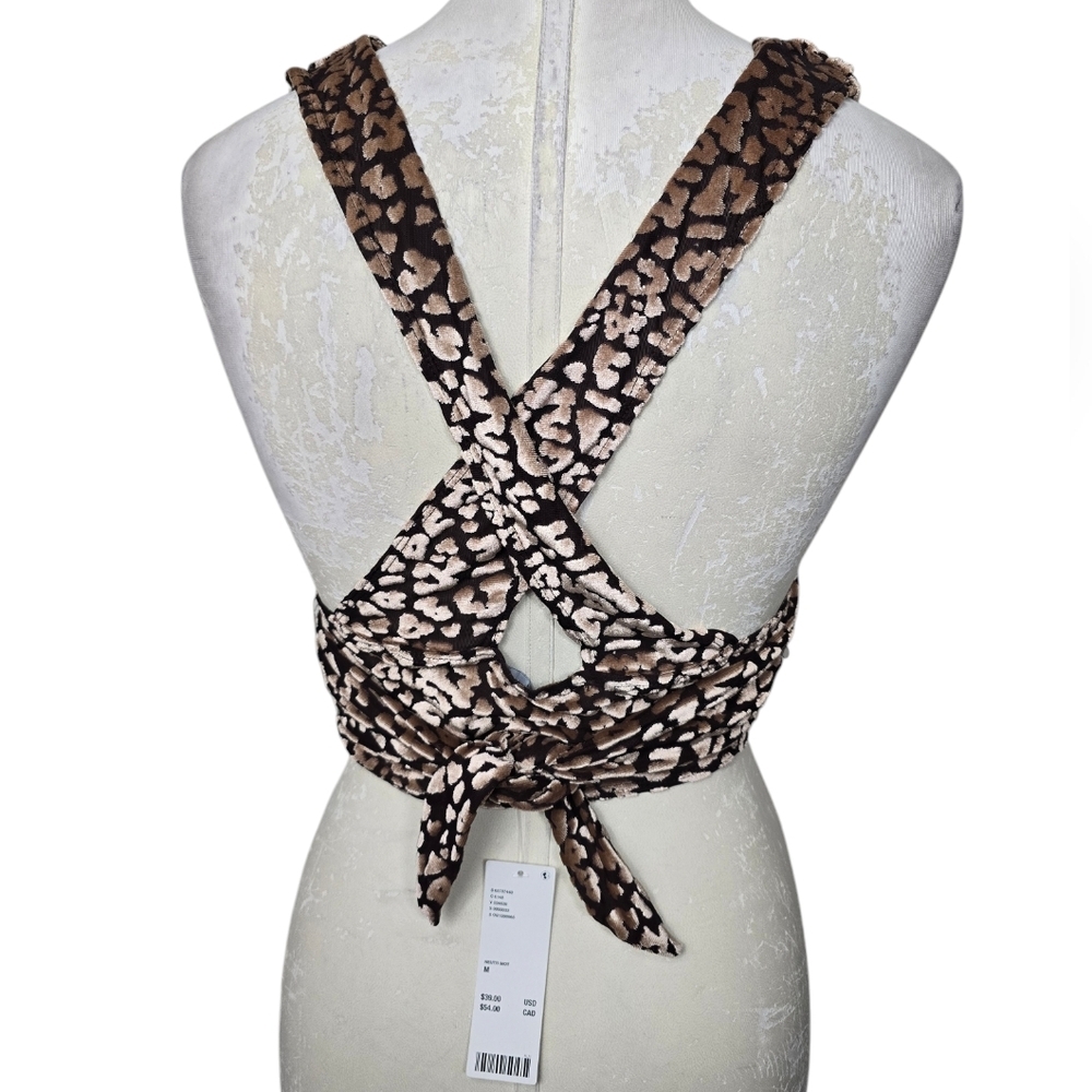NWT Urban Outfitters Animal Print V Neck Crop Top M - Picture 5 of 9